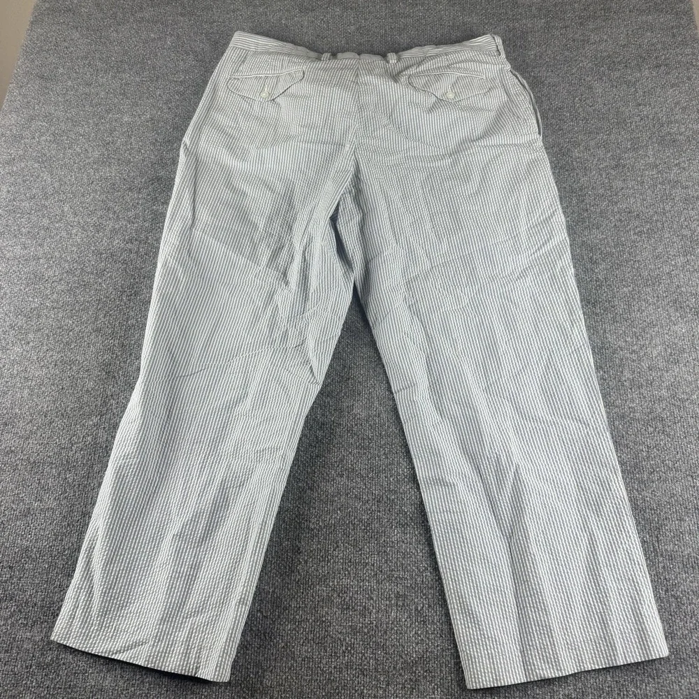 Polo Ralph Lauren Pants Mens 40x27 Blue Seersucker Stripe Cotton Chino Preppy